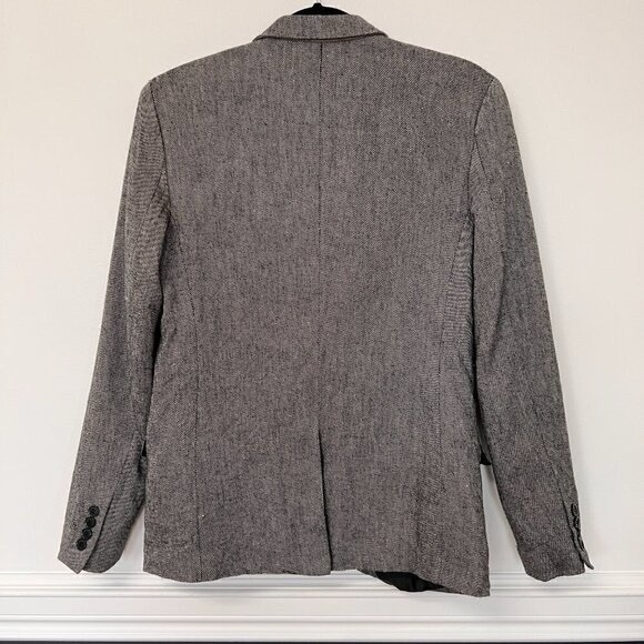 H &M Tweed Men's Blazer Grey Pinstripe Wool Blend Sz 38R - Picture 3 of 13